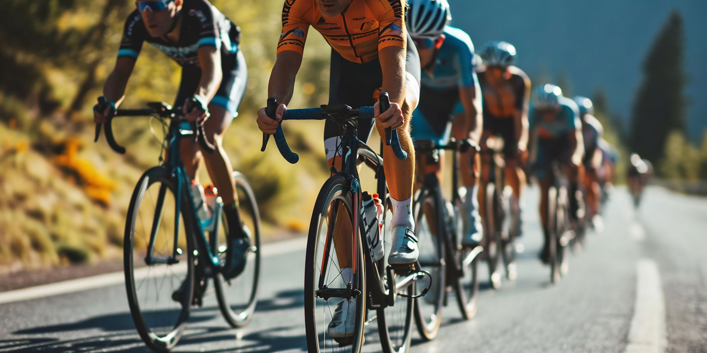 A photo of a professional cycling road race